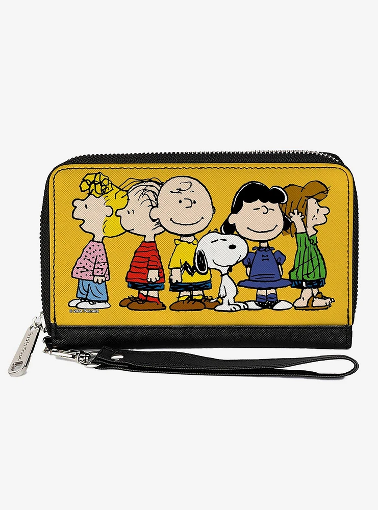Peanuts Gang Close Up Group Pose Golden Zip Around Wallet