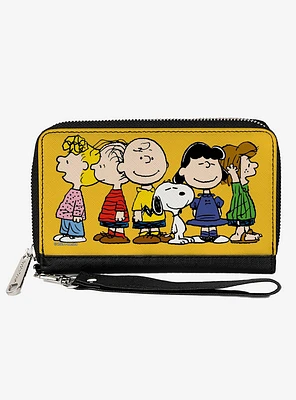 Peanuts Gang Close Up Group Pose Golden Zip Around Wallet
