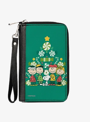 Peanuts Holiday Christmas Tree Group Pose Zip Around Wallet