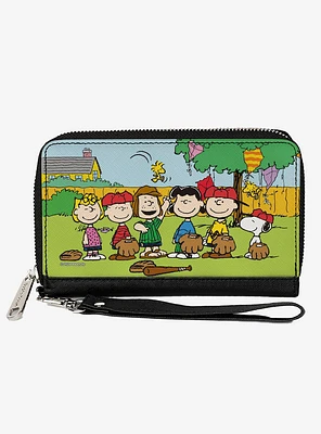 Peanuts Gang Backyard Baseball Group Pose Zip Around Wallet
