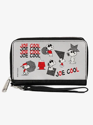 Peanuts Joe Cool Snoopy Poses and Text Zip Around Wallet