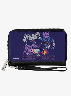 Transformers Decepticons Group Pose and Text Zip Around Wallet