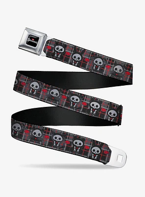 Skelanimals Five Animals and Face Logo Plaid Seatbelt Buckle Belt