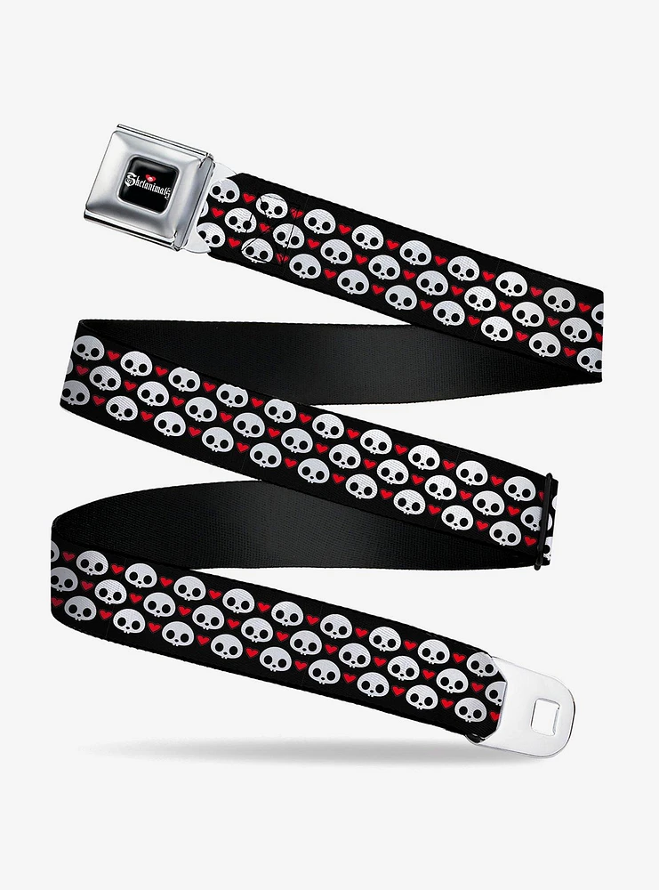 Skelanimals Face Logo and Heart Seatbelt Buckle Belt