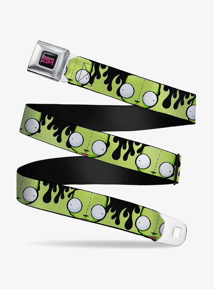 Invader Zim GIR Face and Flames Seatbelt Buckle Belt