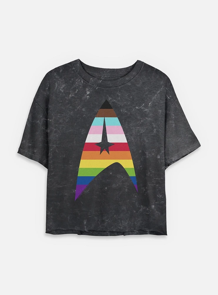 Star Trek Pride Logo Mineral Wash Womens Crop T-Shirt