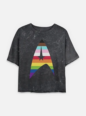 Star Trek Pride Logo Mineral Wash Womens Crop T-Shirt