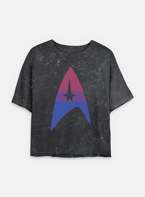 Star Trek Bisexual Flag Logo Mineral Wash Womens Crop T-Shirt