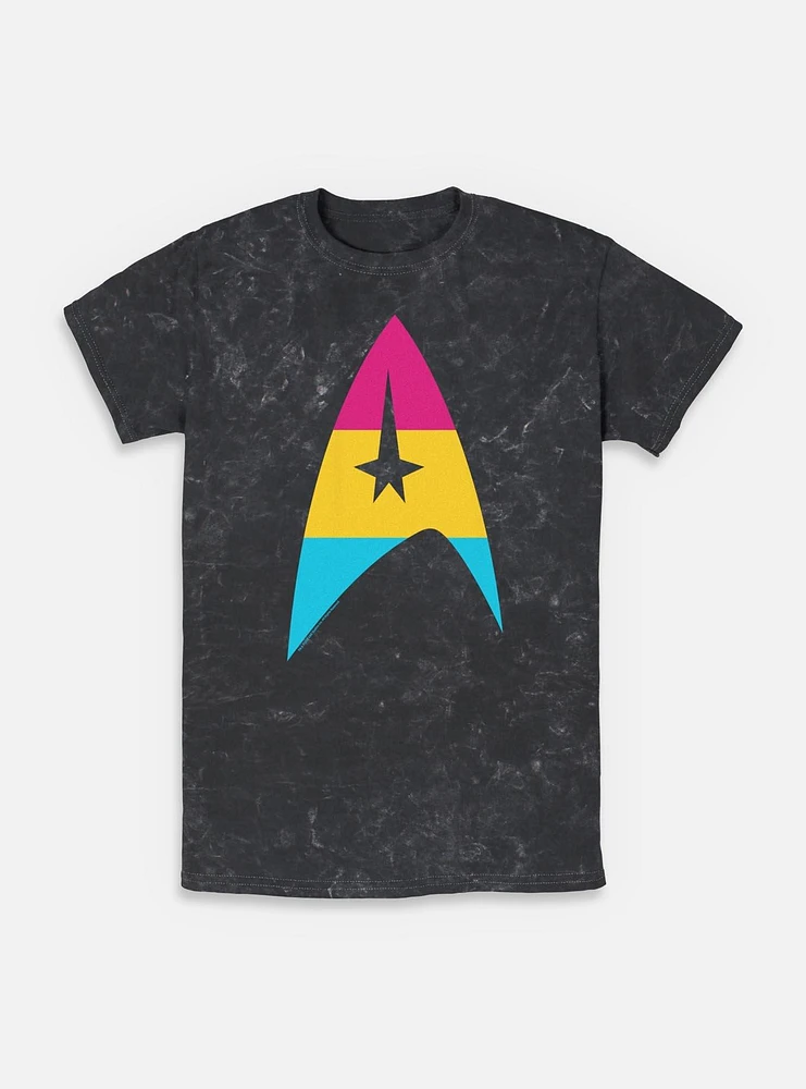 Star Trek Pan Flag Logo Mineral Wash T-Shirt