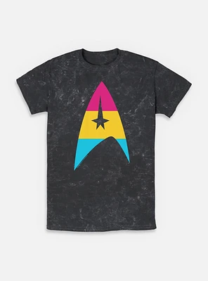Star Trek Pan Flag Logo Mineral Wash T-Shirt
