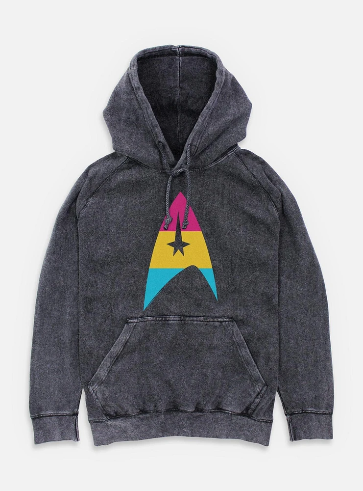 Star Trek Pan Flag Logo Mineral Wash Hoodie