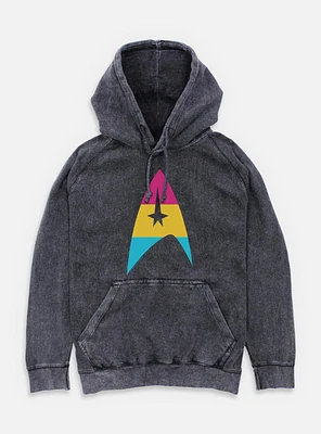Star Trek Pan Flag Logo Mineral Wash Hoodie