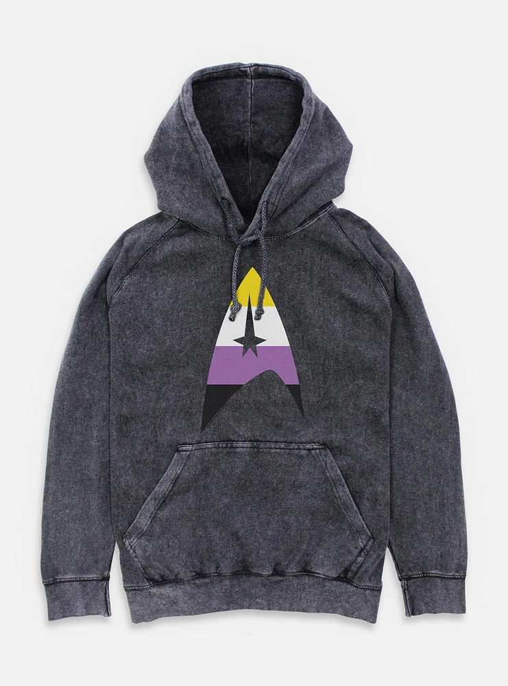 Star Trek Nonbinary Flag Logo Mineral Wash Hoodie