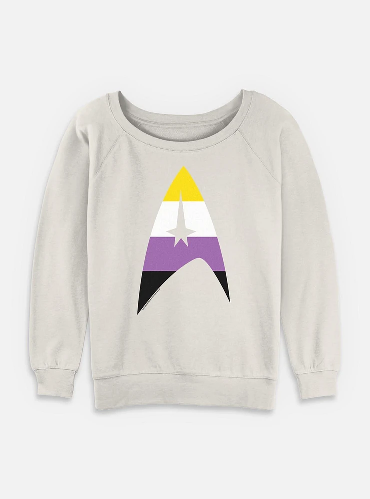 Star Trek Nonbinary Flag Logo Womens Slouchy Sweatshirt