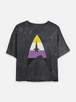 Star Trek Nonbinary Flag Logo Mineral Wash Womens Crop T-Shirt
