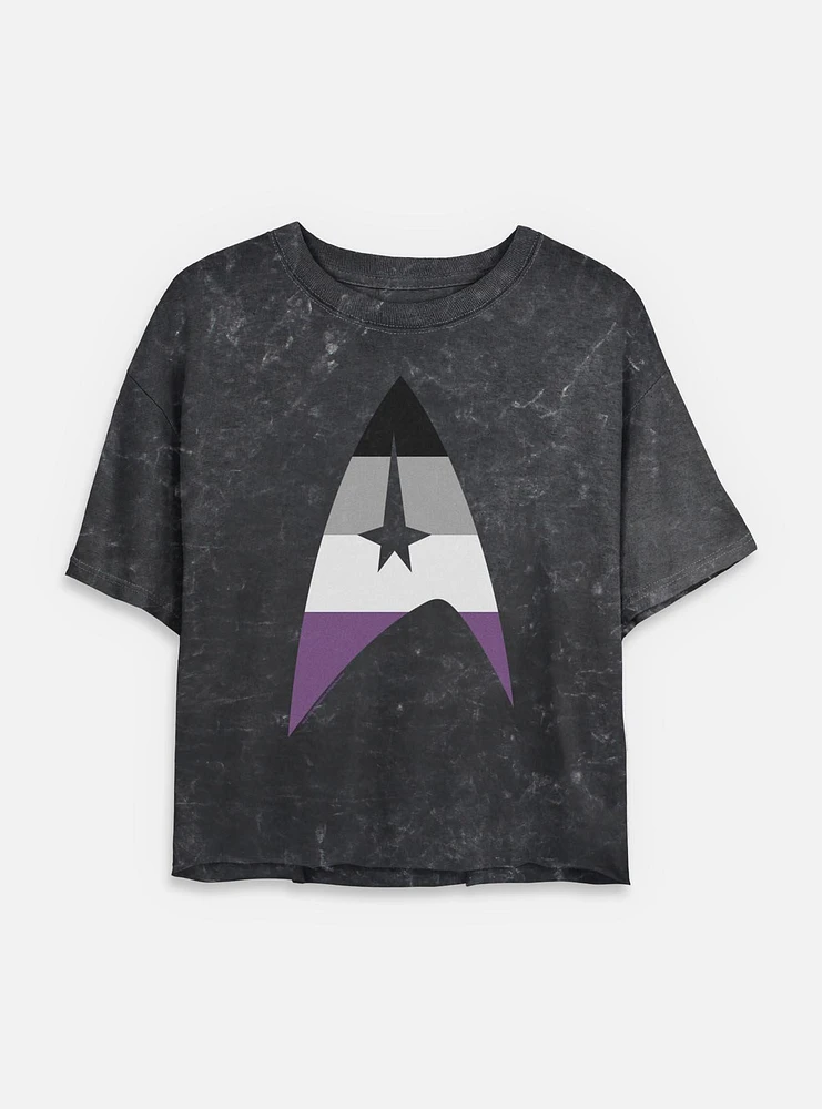 Star Trek Asexual Flag Logo Mineral Wash Womens Crop T-Shirt
