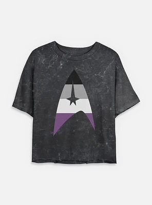 Star Trek Asexual Flag Logo Mineral Wash Womens Crop T-Shirt