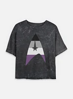 Star Trek Asexual Flag Logo Mineral Wash Womens Crop T-Shirt