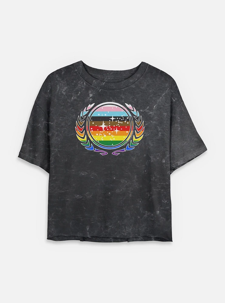 Star Trek Federation Pride Mineral Wash Womens Crop T-Shirt