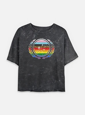 Star Trek Federation Pride Mineral Wash Womens Crop T-Shirt