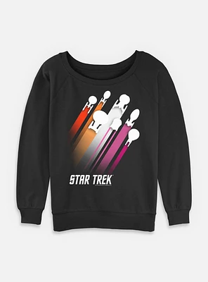 Star Trek Lesbian Pride Fleet Stripes Womens Slouchy Sweatshirt