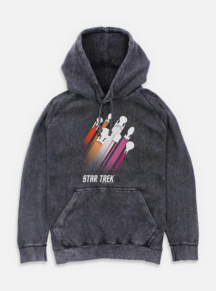 Star Trek Lesbian Pride Fleet Stripes Mineral Wash Hoodie