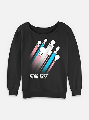 Star Trek Trans Pride Fleet Stripes Womens Slouchy Sweatshirt