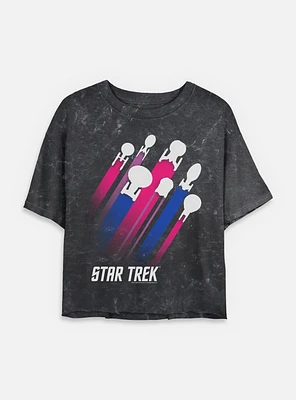 Star Trek Bisexual Pride Fleet Stripes Mineral Wash Womens Crop T-Shirt