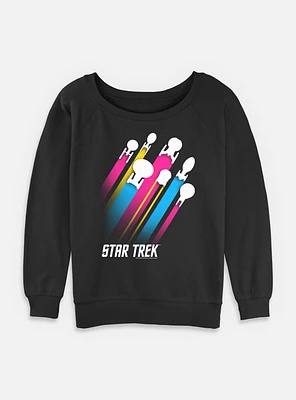 Star Trek Pan Pride Fleet Stripes Womens Slouchy Sweatshirt