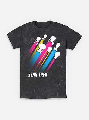 Star Trek Pan Pride Fleet Stripes Mineral Wash T-Shirt