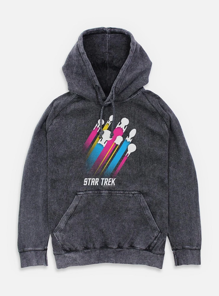Star Trek Pan Pride Fleet Stripes Mineral Wash Hoodie