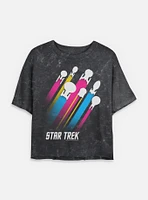 Star Trek Pan Pride Fleet Stripes Mineral Wash Womens Crop T-Shirt
