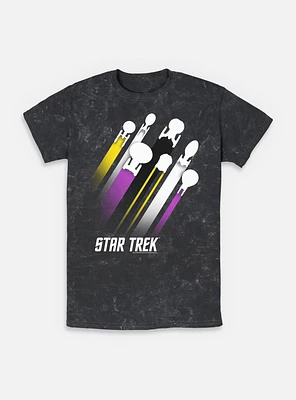 Star Trek Nonbinary Pride Fleet Stripes Mineral Wash T-Shirt
