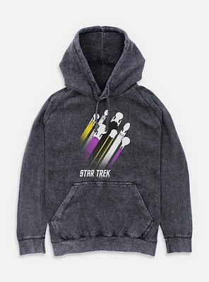 Star Trek Nonbinary Pride Fleet Stripes Mineral Wash Hoodie