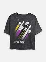 Star Trek Nonbinary Pride Fleet Stripes Mineral Wash Womens Crop T-Shirt