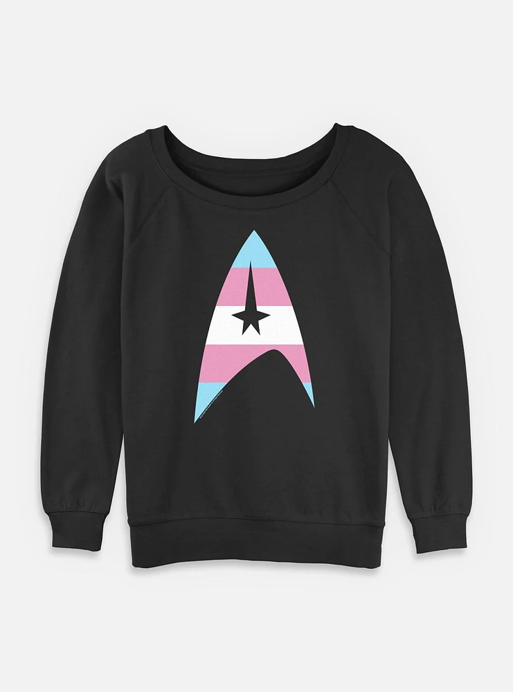 Star Trek Trans Flag Logo Womens Slouchy Sweatshirt