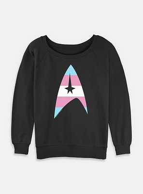 Star Trek Trans Flag Logo Womens Slouchy Sweatshirt