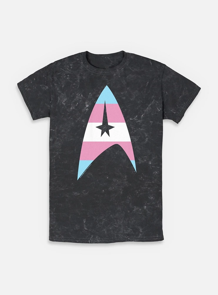Star Trek Trans Flag Logo Mineral Wash T-Shirt