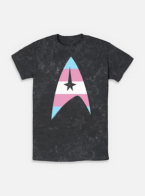 Star Trek Trans Flag Logo Mineral Wash T-Shirt