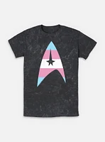 Star Trek Trans Flag Logo Mineral Wash T-Shirt