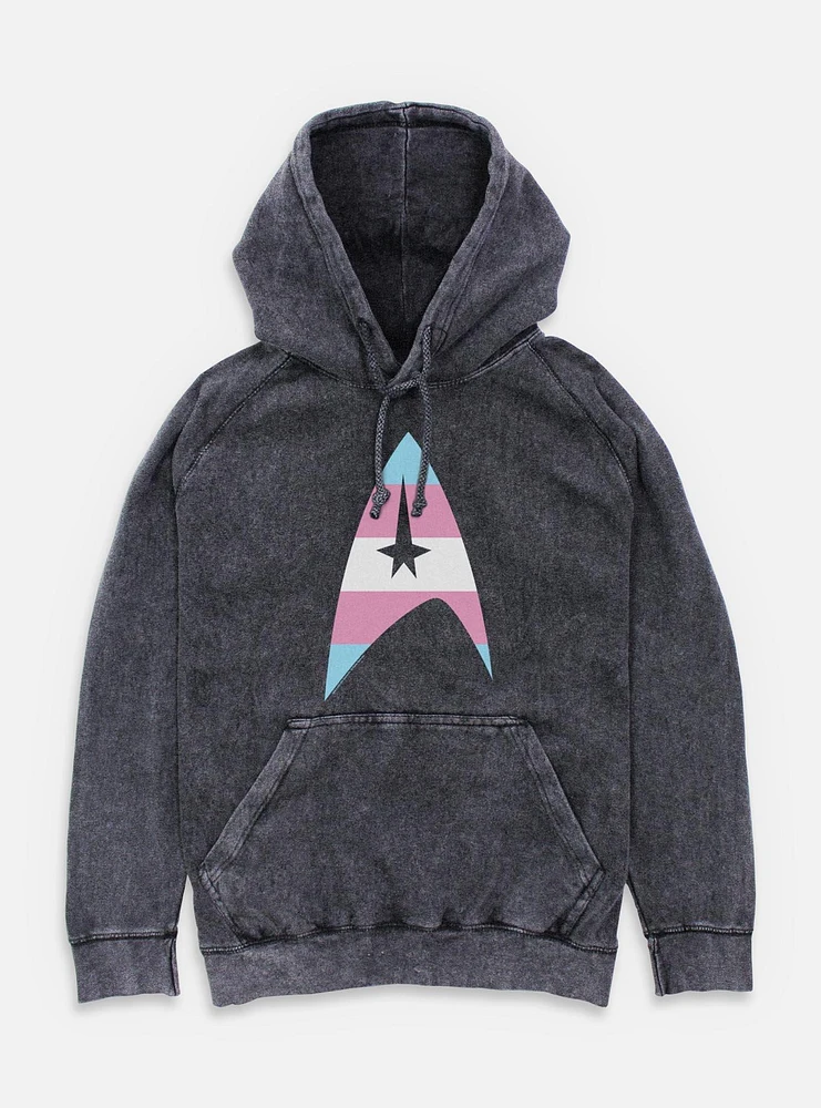 Star Trek Trans Flag Logo Mineral Wash Hoodie