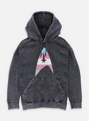 Star Trek Trans Flag Logo Mineral Wash Hoodie