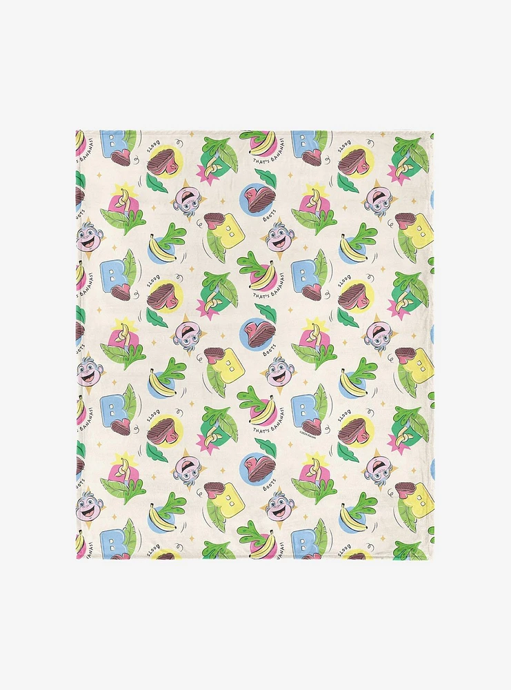 Dora The Explorer Boots Pattern 50x60" Silk Touch Throw Blanket
