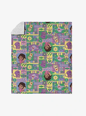 Dora The Explorer Dora and Friends Collage Silk Touch Sherpa Throw Blanket