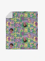 Dora The Explorer Dora and Friends Collage Silk Touch Sherpa Throw Blanket