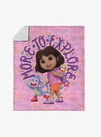 Dora The Explorer More to Explore Silk Touch Sherpa Throw Blanket
