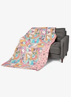 Hello Kitty Rainbow Pink Twin Quilted Blanket