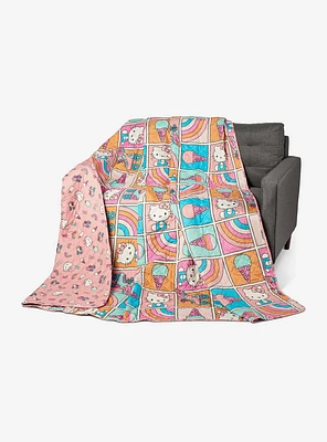 Hello Kitty Rainbow Pink Full/Queen Quilted Blanket
