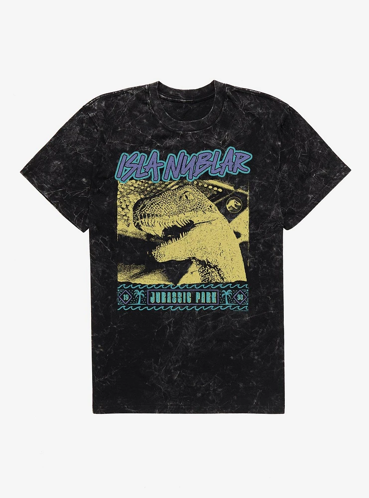 Jurassic Park Isla Nublar 1993 Retro Raptor Mineral Wash T-Shirt