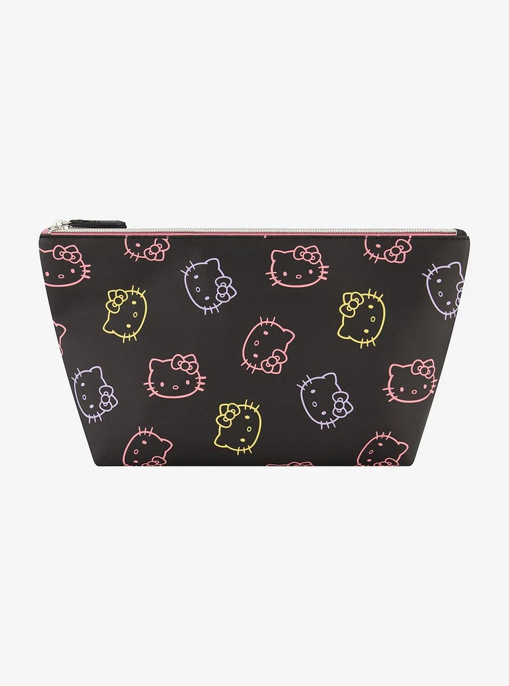 Hello Kitty Faces Neon Outline Cosmetic Travel Bag